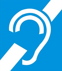 Informacja dla osób niesłyszących i niedosłyszących (obraz przedstawia symbol osób niesłyszących tzw. "ucho")